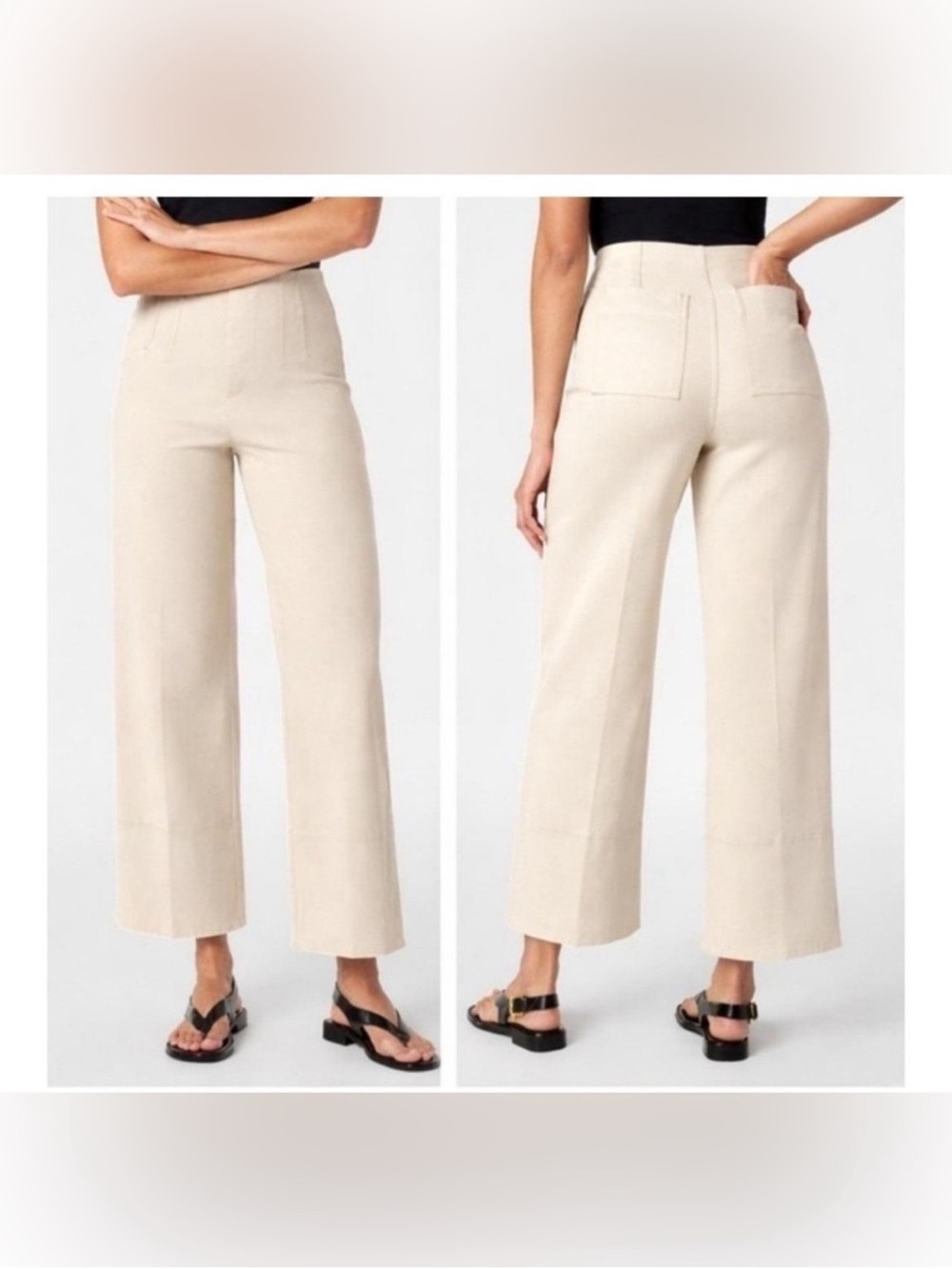 SPANX High-Rise Wide Leg Pants in Light Cream
